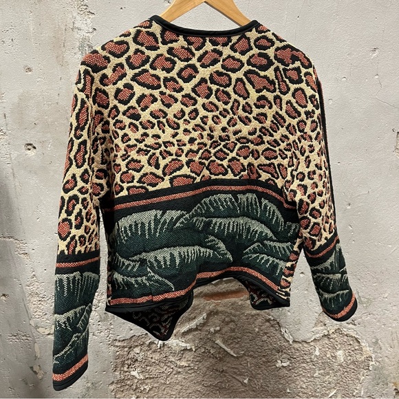 Kokopelli New Mexico Collection Animal Print Safari Open Front Sweater Jacket S - Picture 2 of 4